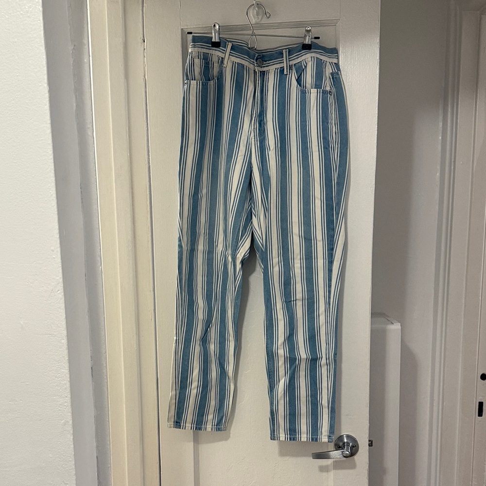 American Eagle Blue and White Striped Pants